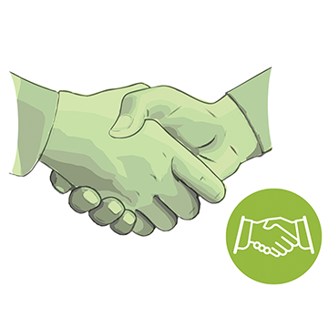 Illustration of two hands holding each other