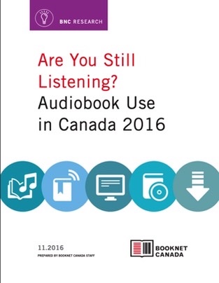 Cover of "Are You Still Listening? Audiobook Use in Canada 2016". A publication by BookNet Canada