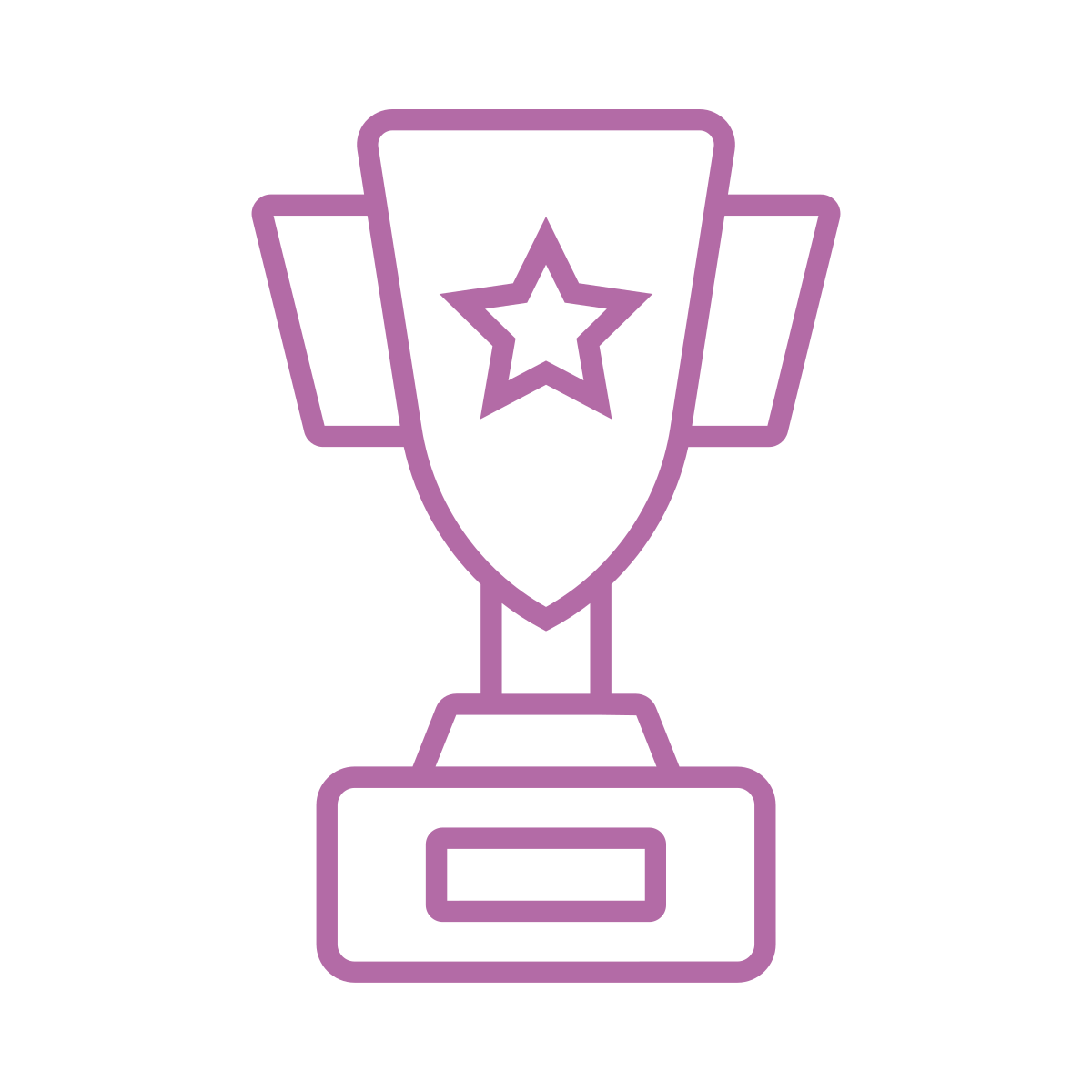 Purple line icon of a trophy