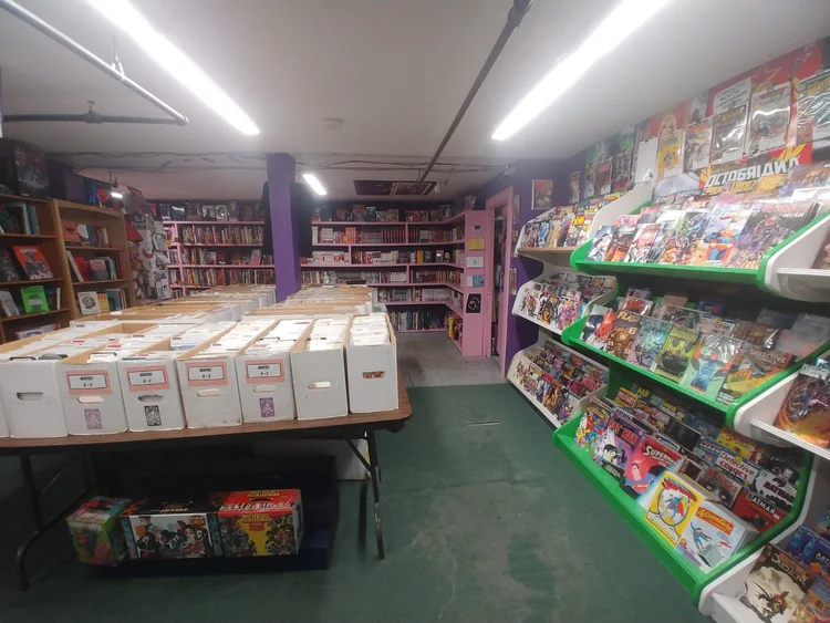Interior of Downtown Comics bookstore.