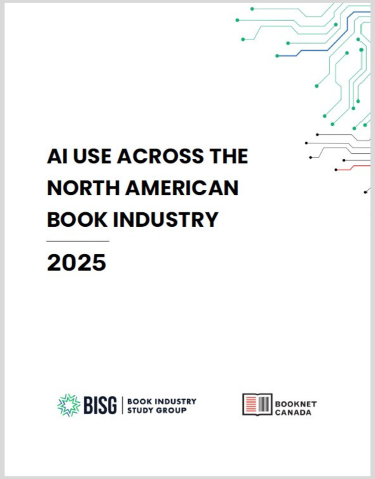 Cover of the AI use across the North American book industry 2025 report