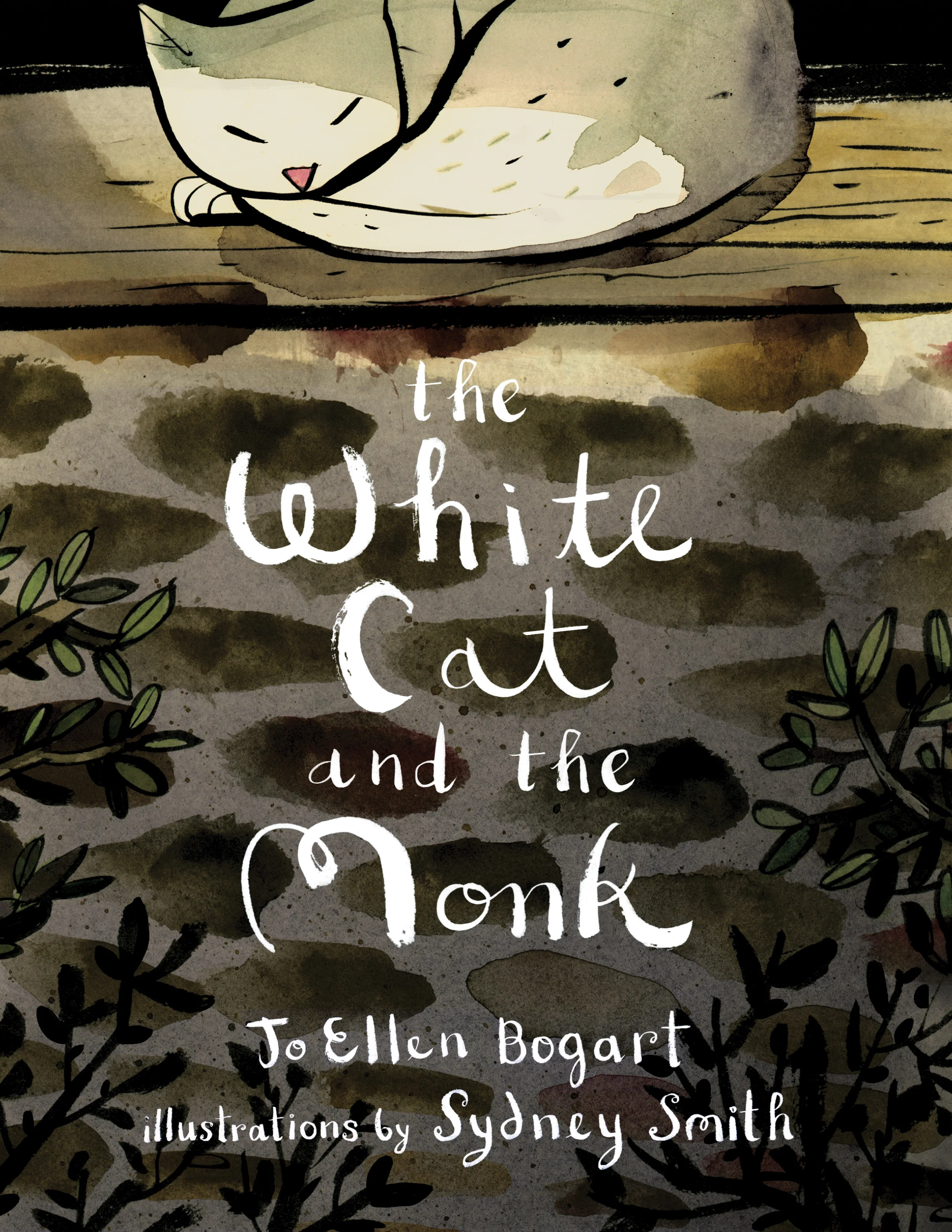    The White Cat and the Monk   by Jo Ellen Bogart, illustrated by Sydney Smith cover image. 
