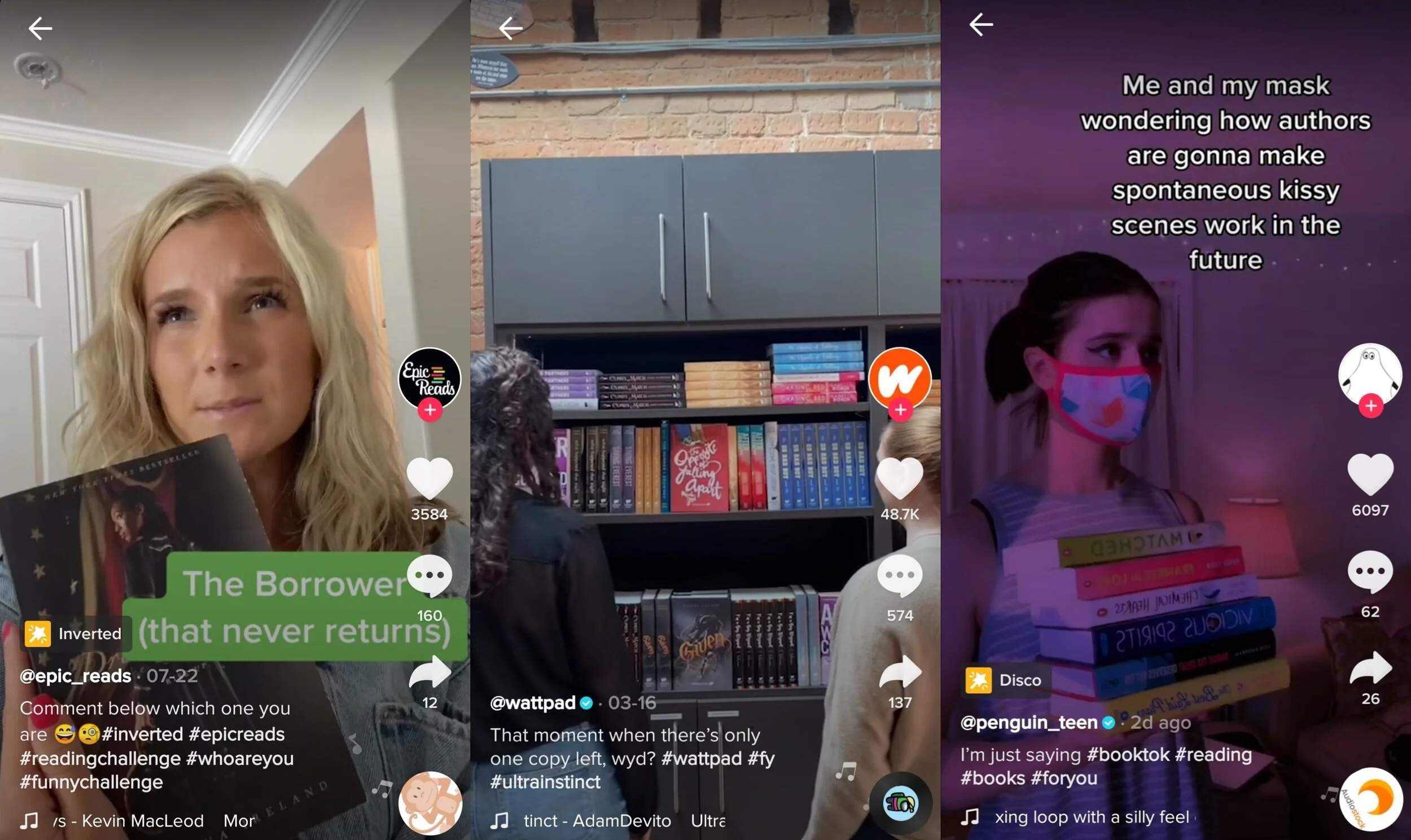 Screen shots of BookTokers TikTok videos.