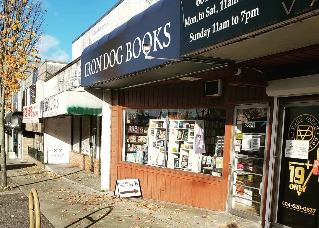 A photograph of the Iron Dog Books storefront.