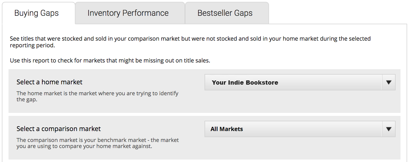   The 'Buying Gaps' market selection page  