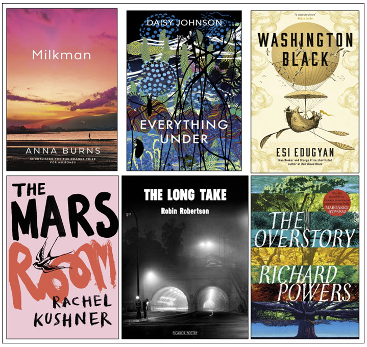  Photo of the books shortlisted for the 2018 Booker Prize. 