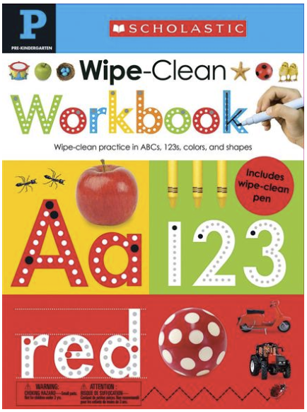  Cover image of a Wipe-Clean Workbook published by Scholastic. 