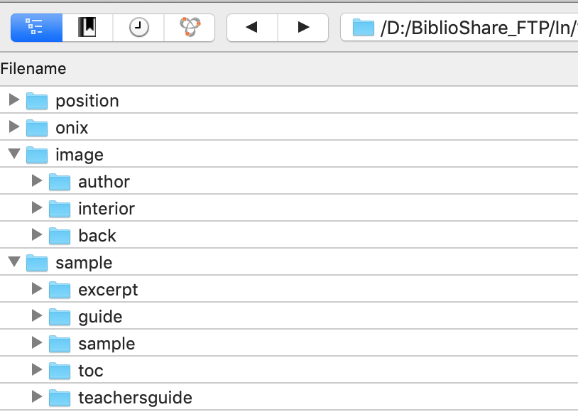Screenshot of BiblioShare's FTP directory structure