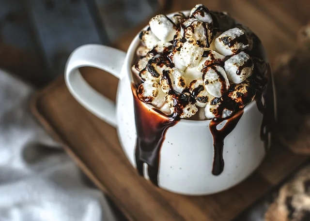  Photo of a mug of hot chocolate. 