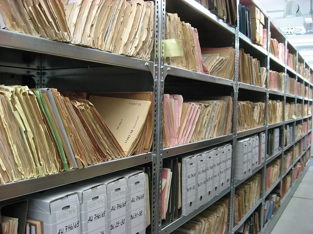  Decorative photo of an archive. 