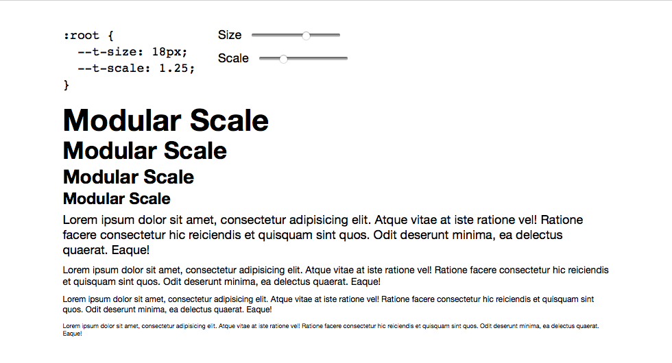  Thanks to CSS custom properties and the calc() function, you can use a modular scale to compute your elements’ font size automatically. 