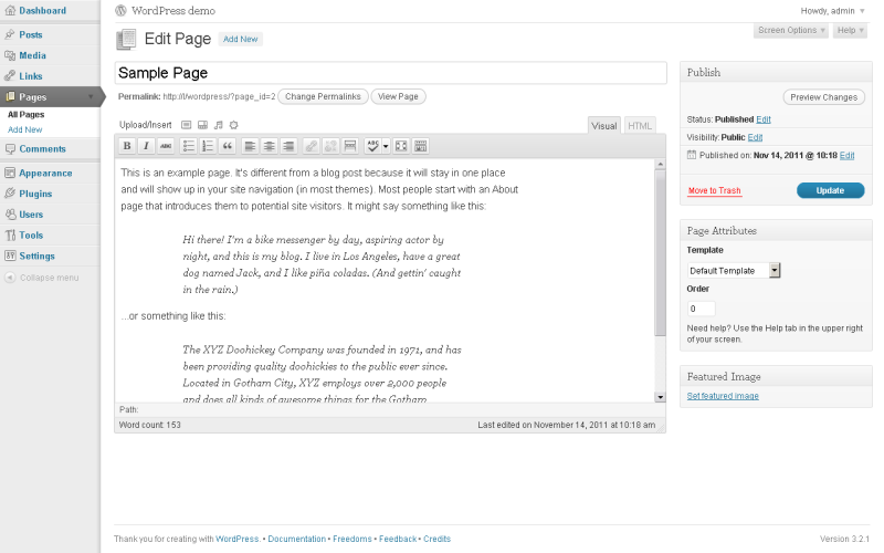 An example of WordPress's backend courtesy of whichcmstochoose.com .