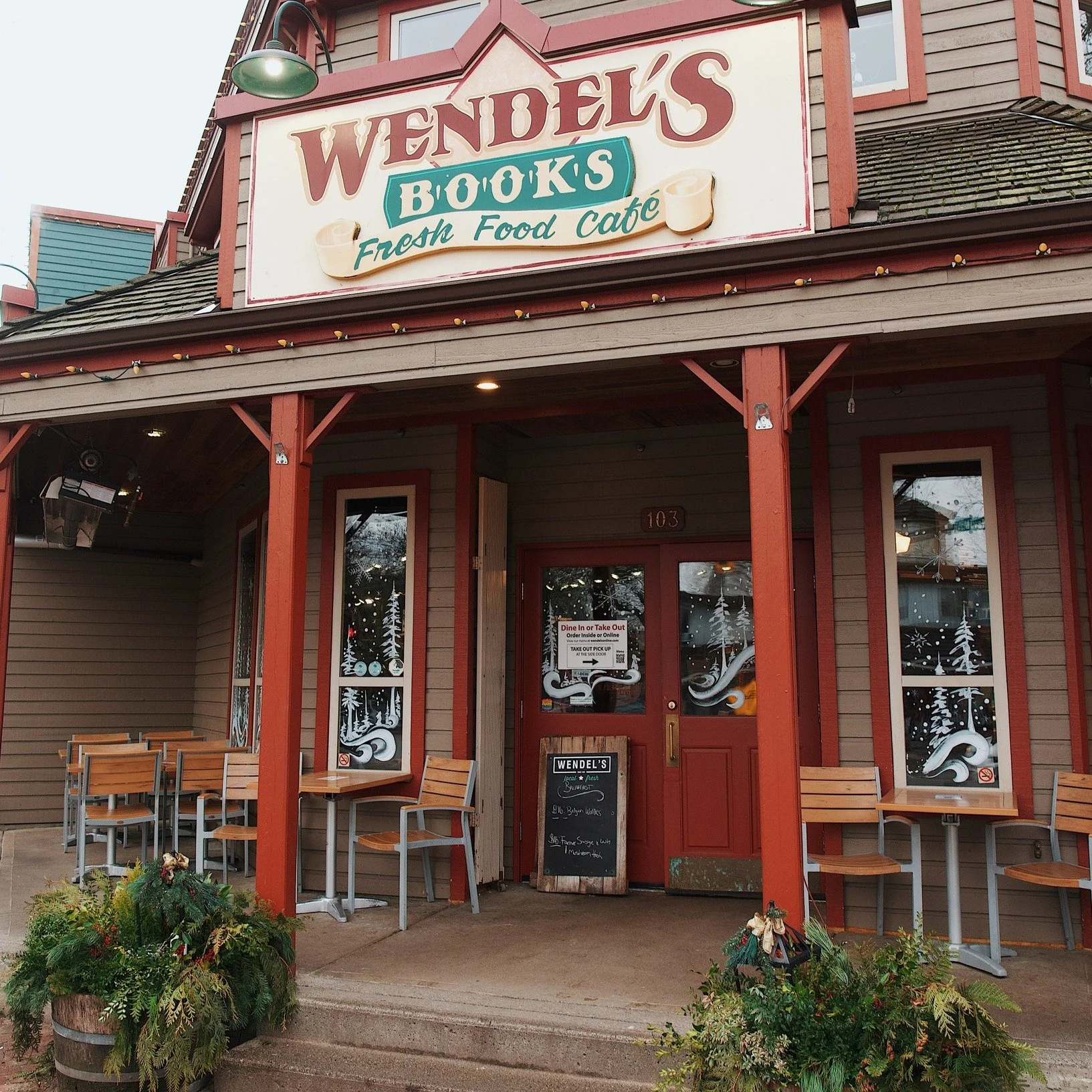 Storefront of Wendel's Bookstore & Cafe