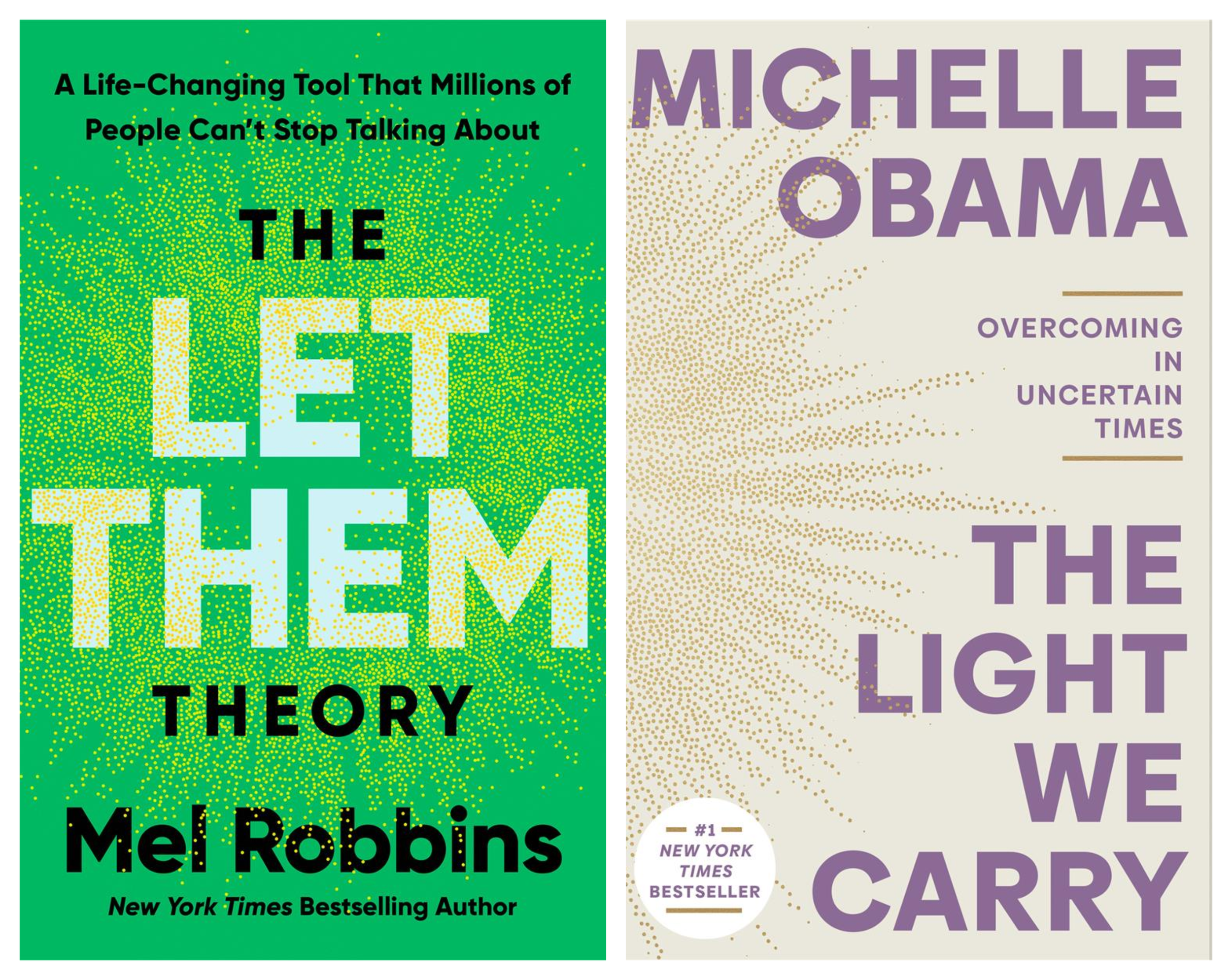 Book cover collage: The let then theory and The light we carry.