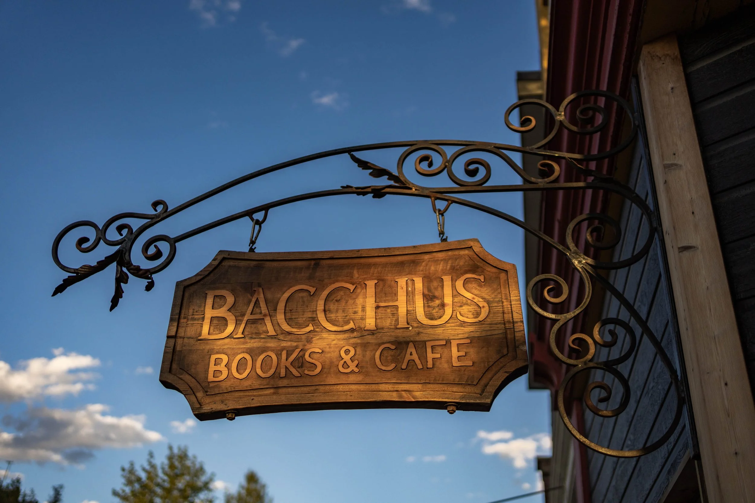 Bacchus Books & Cafe outdoor sign