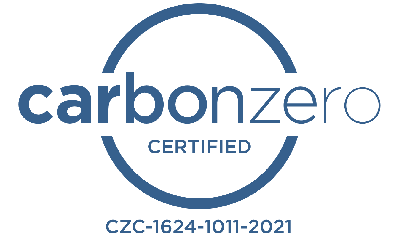 Carbonzero logo. Text says Carbonzero certified. CZC-1624-10-11-2021