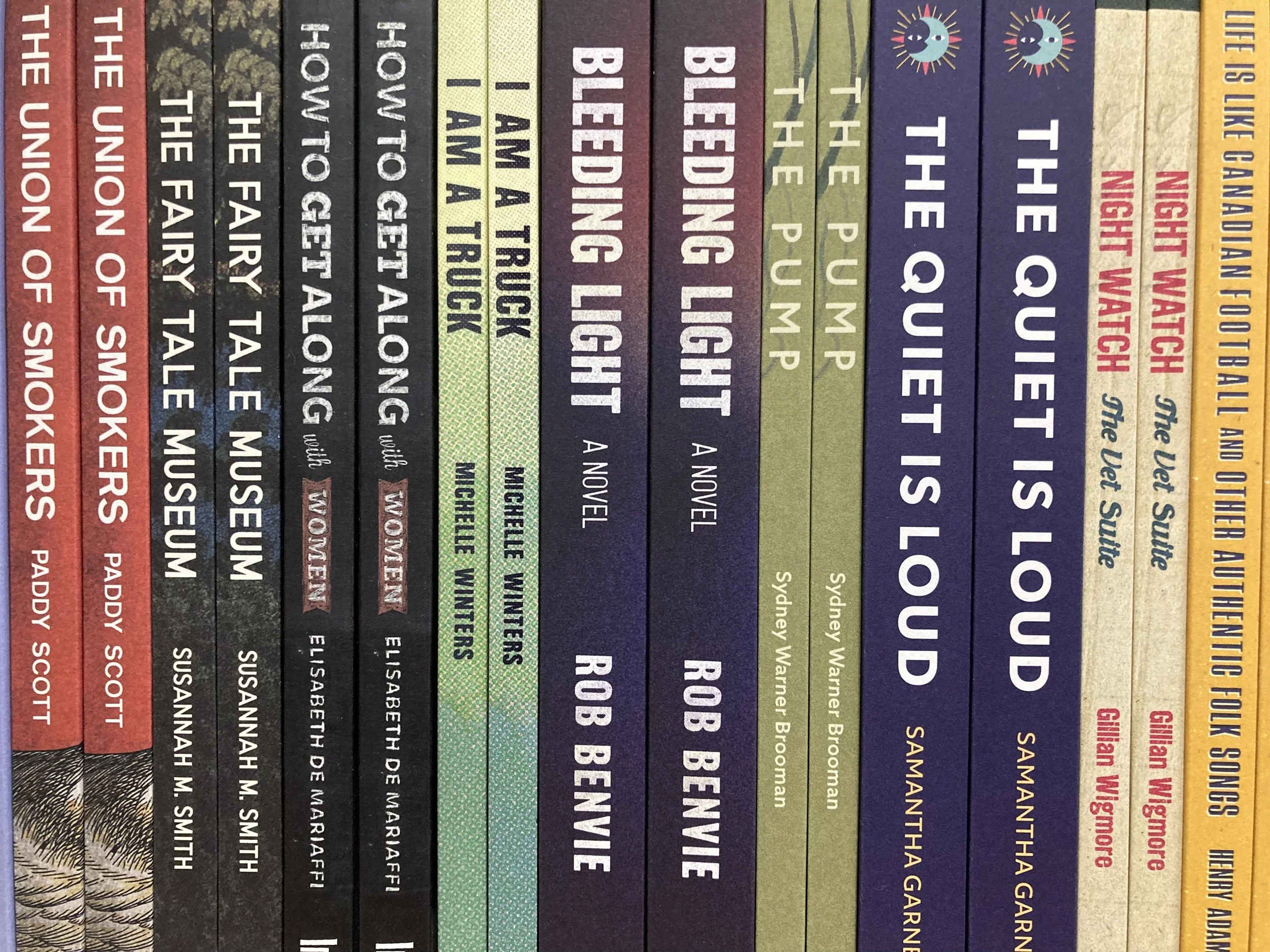 Invisible Publishing books on a shelf
