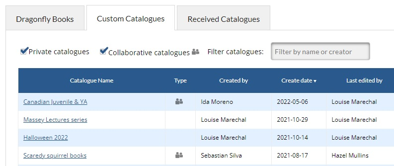 Screen capture of CataList highlighting the Collaborative catalogues feature