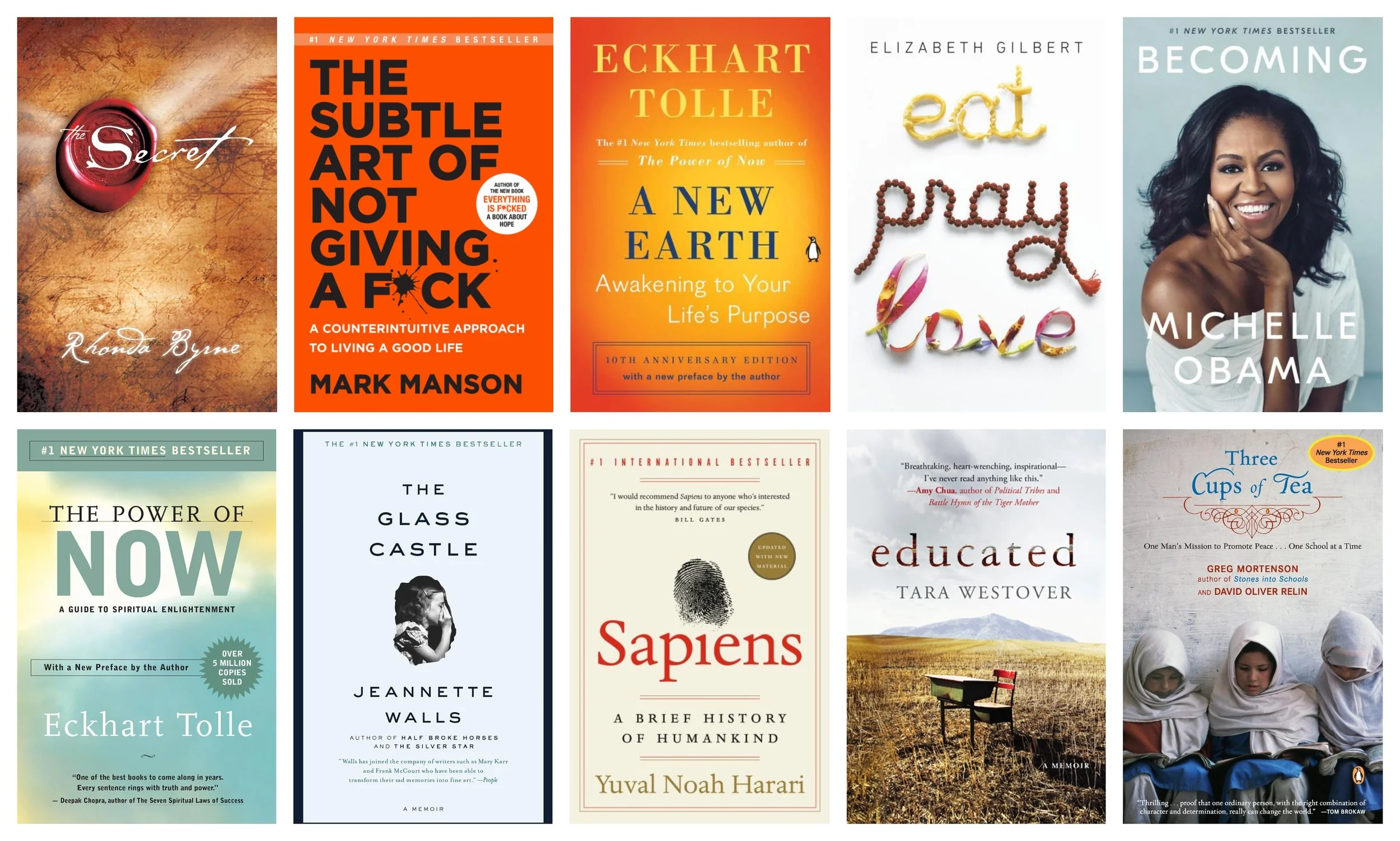 Collage of covers of the top 10 Non-Fiction titles sold in Canada since SalesData started tracking sales of print books in the English-language market