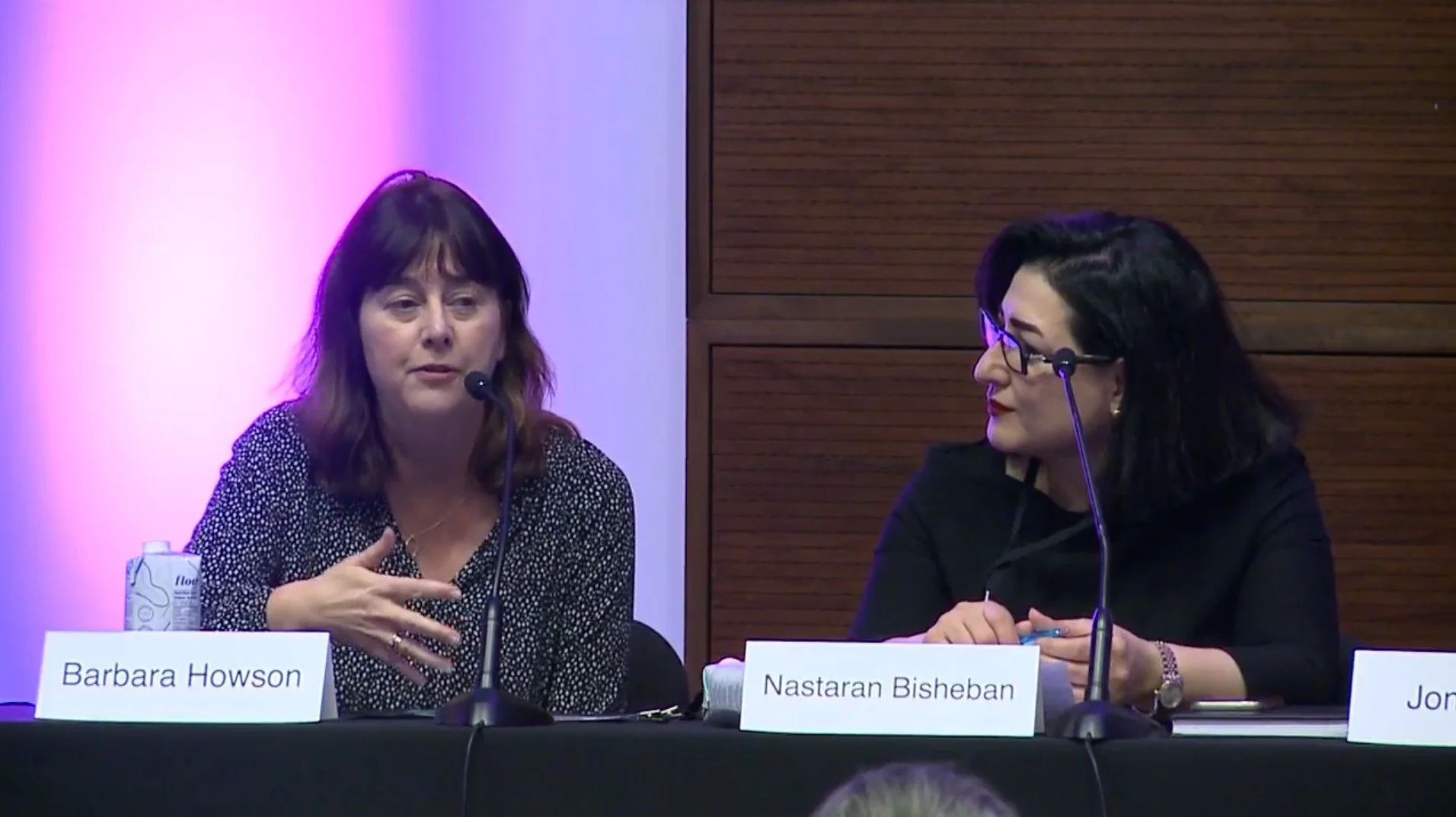 Barbara Howson and Nastaran Bisheban speaking at a 2018 Tech Forum event
