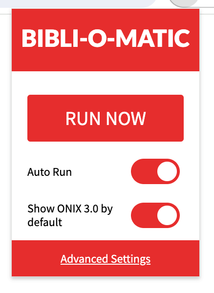 Bibli-O-Matic's quick menu