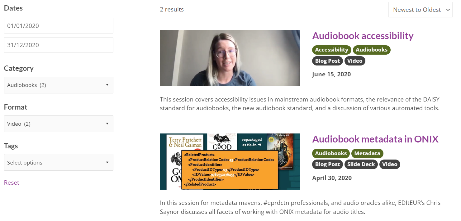 Screen capture of the Advanced Search results on the Tech Forum website