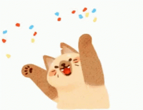 Gif of a cat throwing confetti in the air.