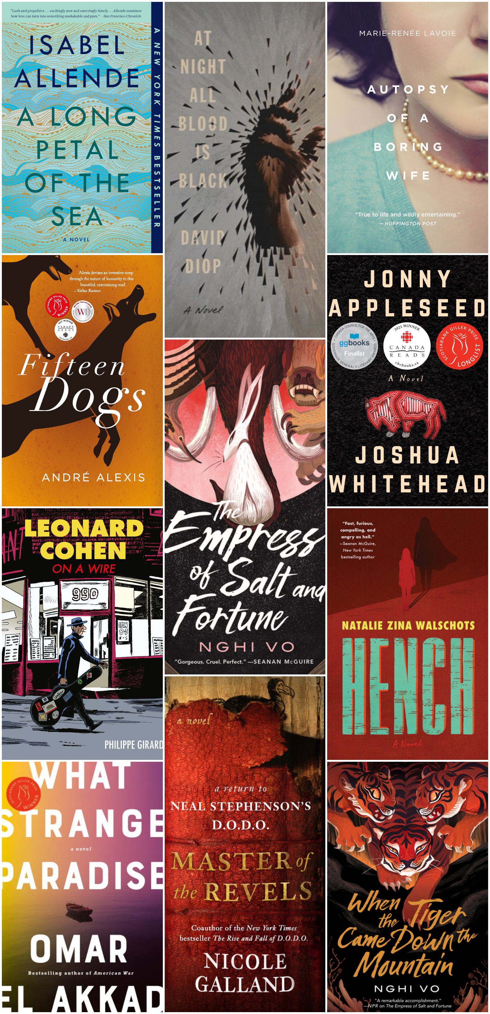 A collage of the book covers for the Fiction books mentioned below.