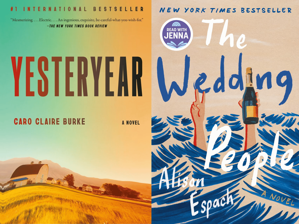 Book covers of Yesteryear by Caro Claire Burke & The Wedding People by Alison Espach