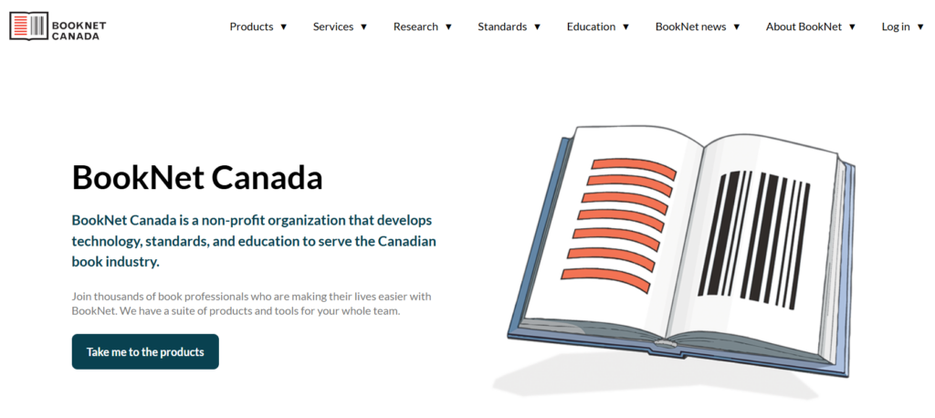 Screen capture from the new homepage of the BookNet Canada website.